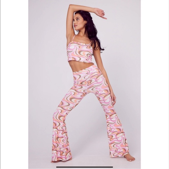 NWOT Free People x Onzie 2pc Take Me Away Groovy one shoulder Bra & Leggings-S - Picture 2 of 2